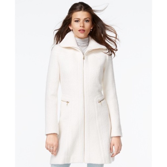 Jessica Simpson Cream Ivory White Gold Wool Zip Coat - NWT - Size XS